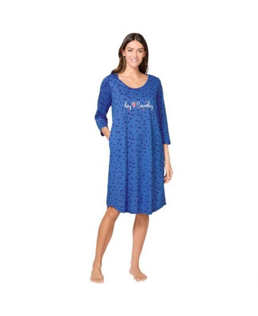 送料無料 アベニュー レディース ナイトウェア アンダーウェア Women s Body Three-Quarter Sleeve Sleepshirt Royal periwinkle sunday