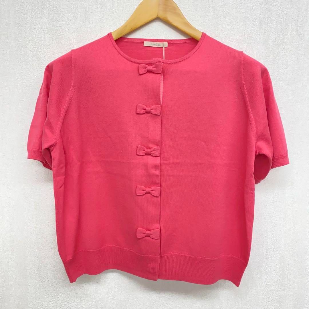 m4942 ローズティアラ リボンモチーフ ニットカーディガン