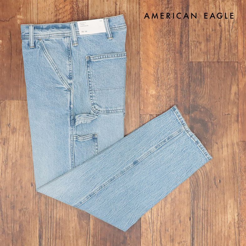 AMERICAN EAGLE/36インチ/ペインター デニムパンツ 1114-6676 ウォッシュ ダメージ ストレート 新品/青/ブルー/ih327/