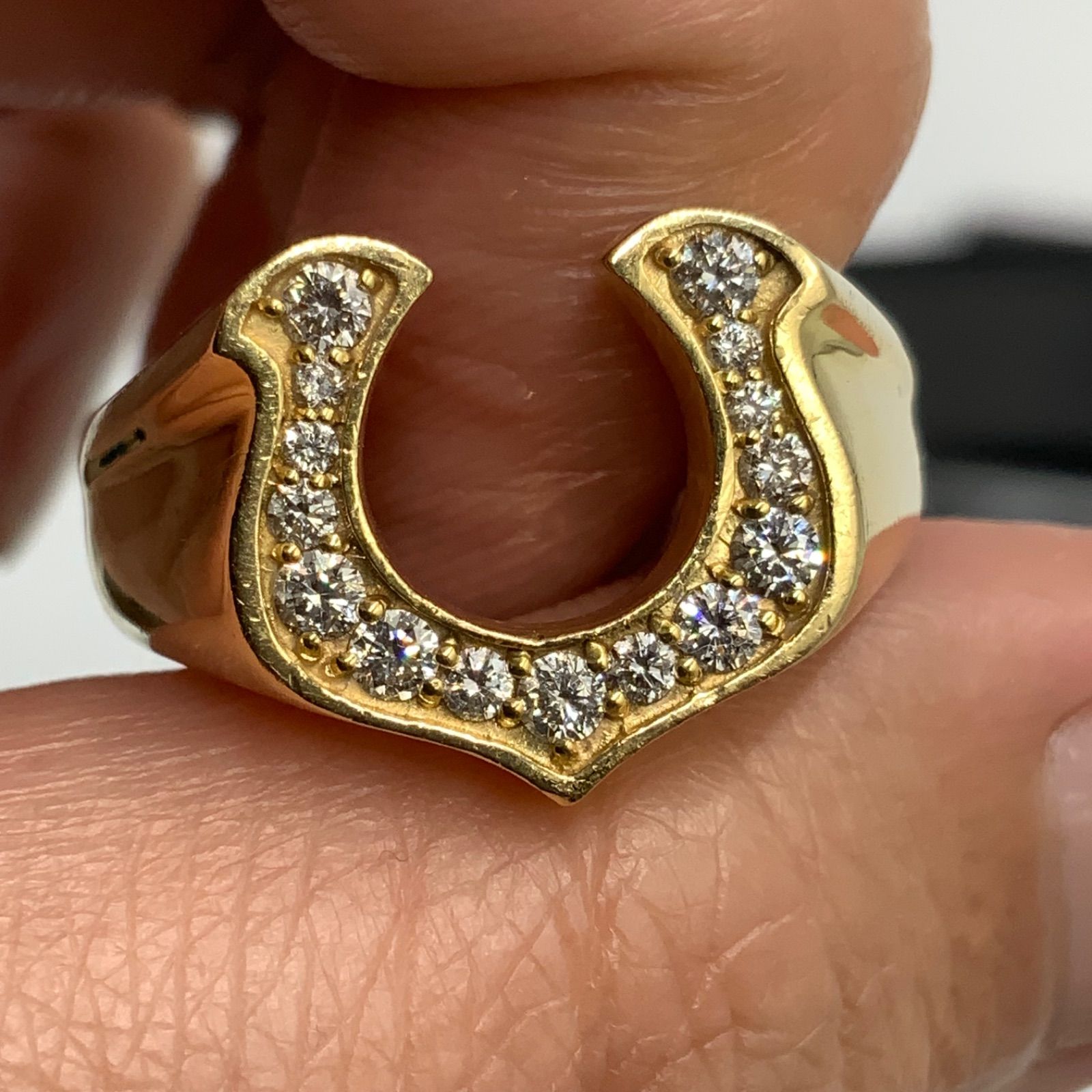 K18 18金 馬蹄 ホースシューリング 10.3g ダイヤ0.4ct K18 18金 馬蹄 ホースシューリング 10.3g ダイヤ0.4ct