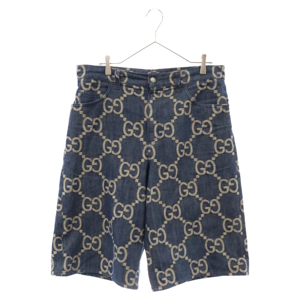 【極美品】Gucci ジャンボGG 総柄デニムハーフパンツ　サイズ32 GUCCI (グッチ) パイナップルジャンボGG総柄 デニムハーフパンツ