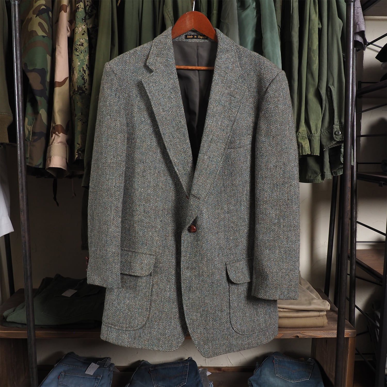 90s ORVIS×Harris Tweed テーラードジャケットイギリス製古着