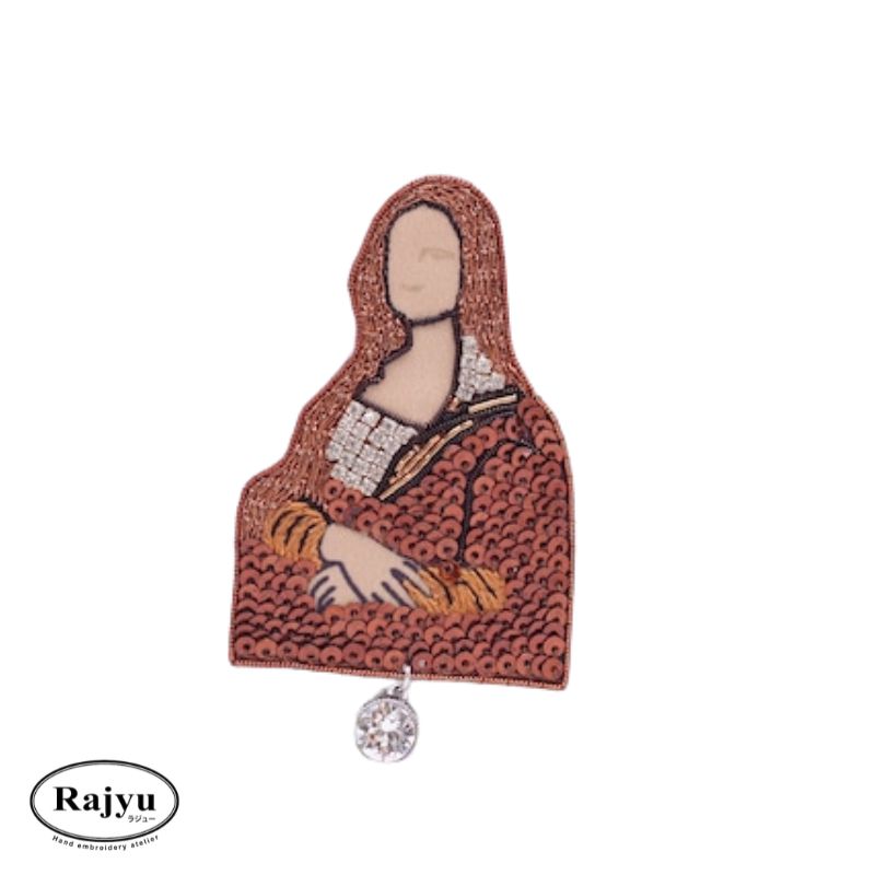 [新品/手刺繍] モナリザ マグネットブローチ アート：ラジュー 正規取扱店 送料無料