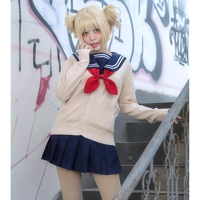 milky time ウィッグ付き 僕のヒーローアカデミア トガヒミコ コスプレ セーラー服 制服 ハロウィン トガ ヒミコ 渡我 被身子 L 0