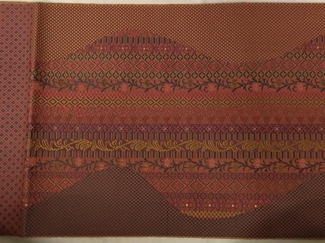 平和屋着物○本場筑前博多織 八寸名古屋帯 献上 練色 正絹 逸品