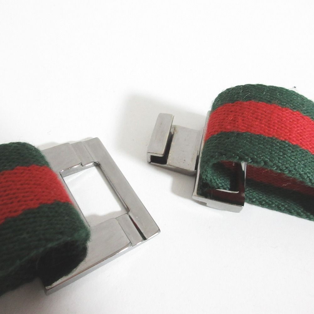 【Gucci 】　グリーンレッドストライプ ベルト Luggage elastic Web band in green and red canvas | GUCCI® US