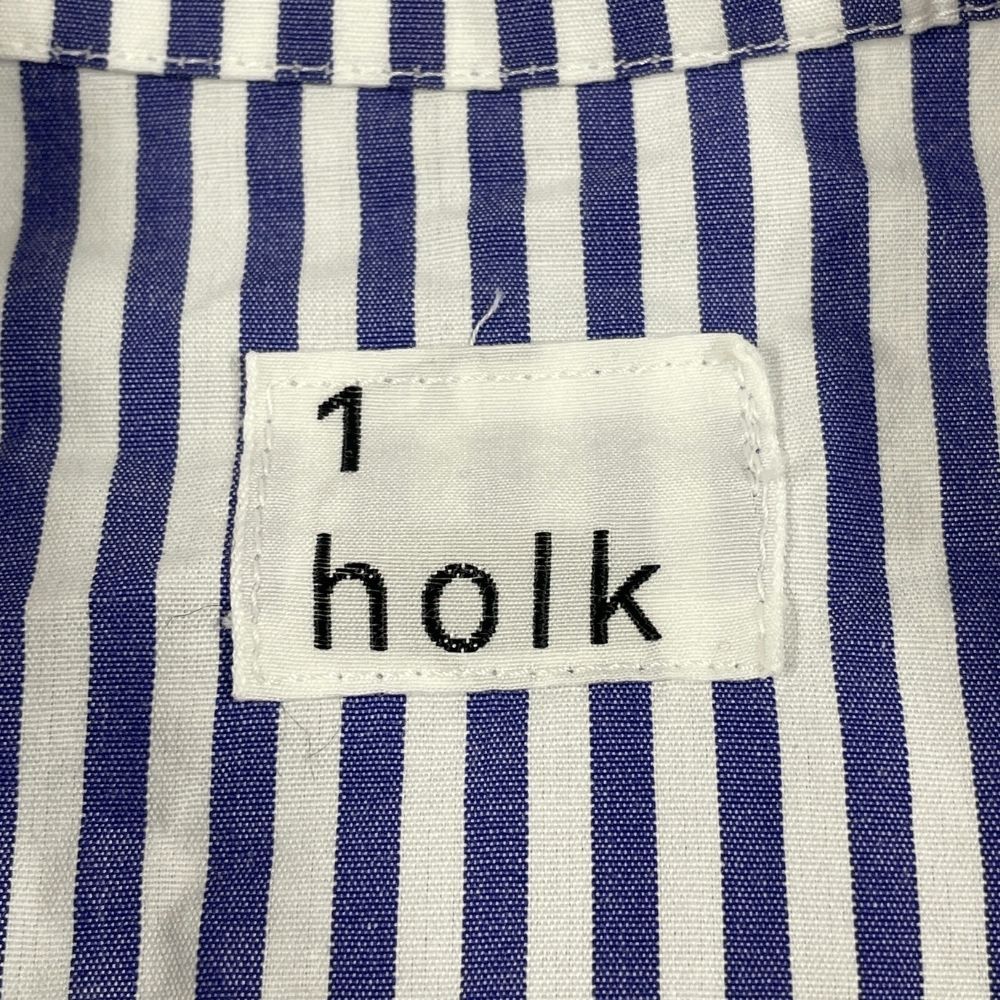 ｈｏｌｋ メディカルシャツ holk ホーク メディカルシャツ バンドカラー ストライプ 長袖