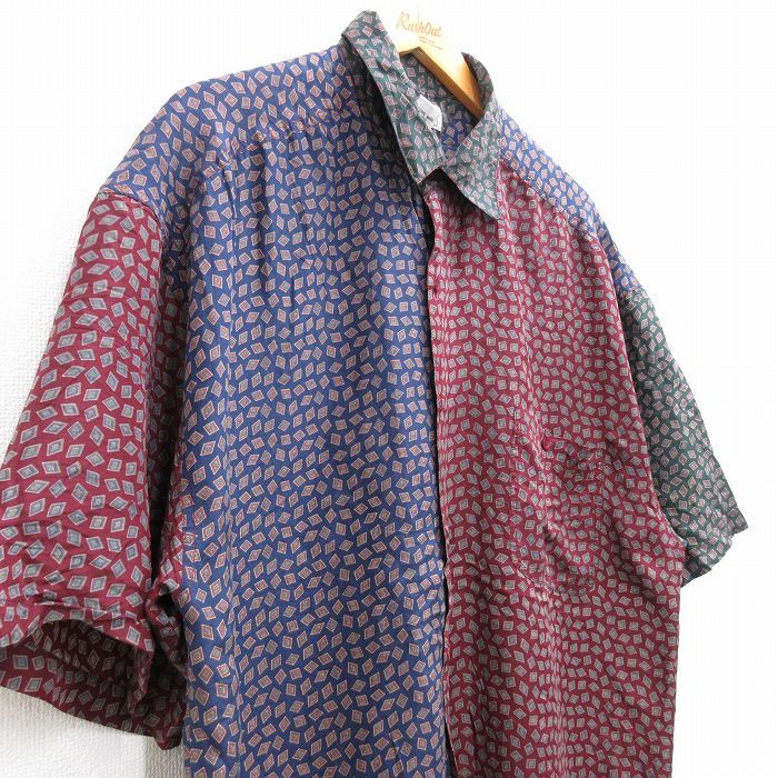 90's クレイジー カラー 半袖 シャツ スーパービッグサイズ BENT BANANI 半袖 コットン フラワー柄