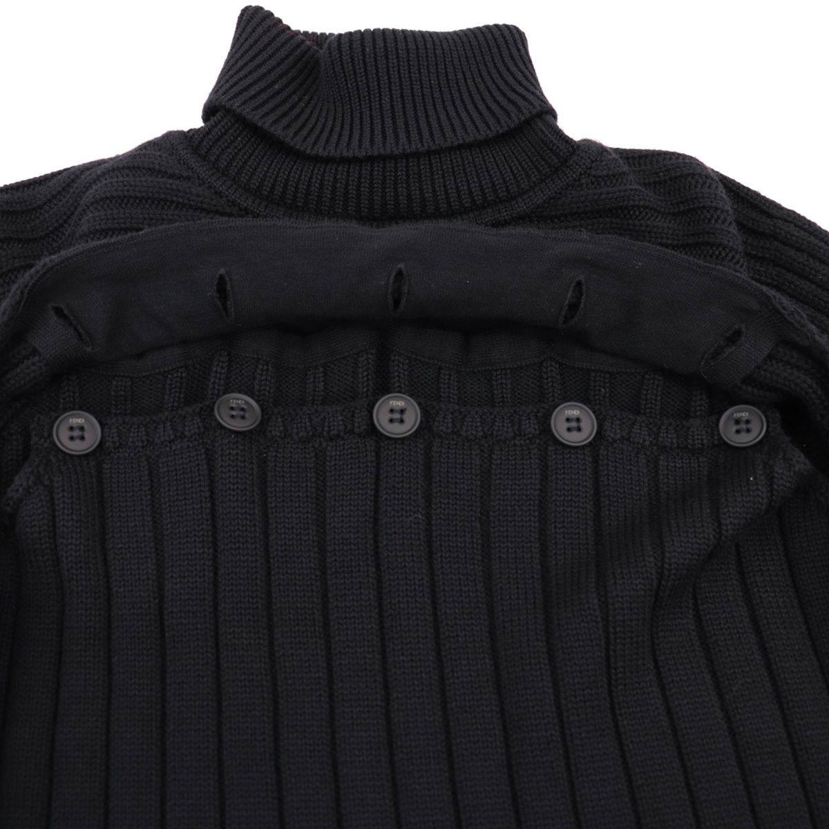 美品 フェンディ リブニット ハイネック セーター メンズ 黒 48