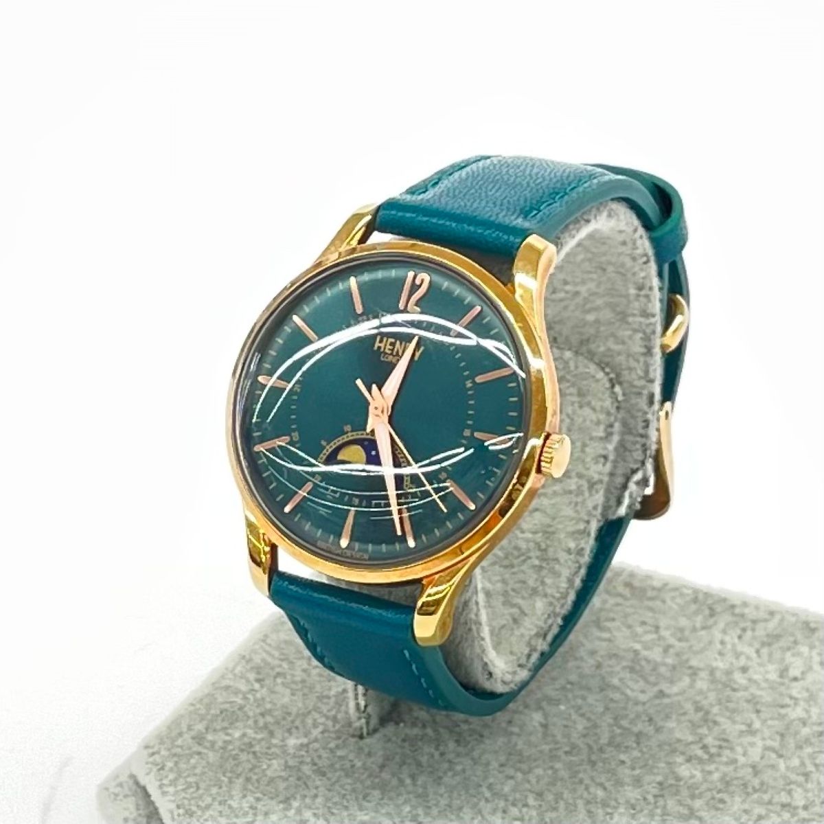 HENRY LONDON ヘンリーロンドン ムーンフェイズ 腕時計 ローズゴールド ×ターコイズ SS×レザー レディース 240001127993