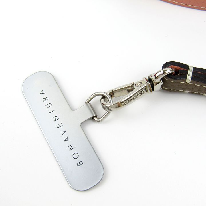 ボナベンチュラ スマホ ショルダーストラップ レザー タブ付 ブランド レディース ブラウン ピンク BONAVENTURA