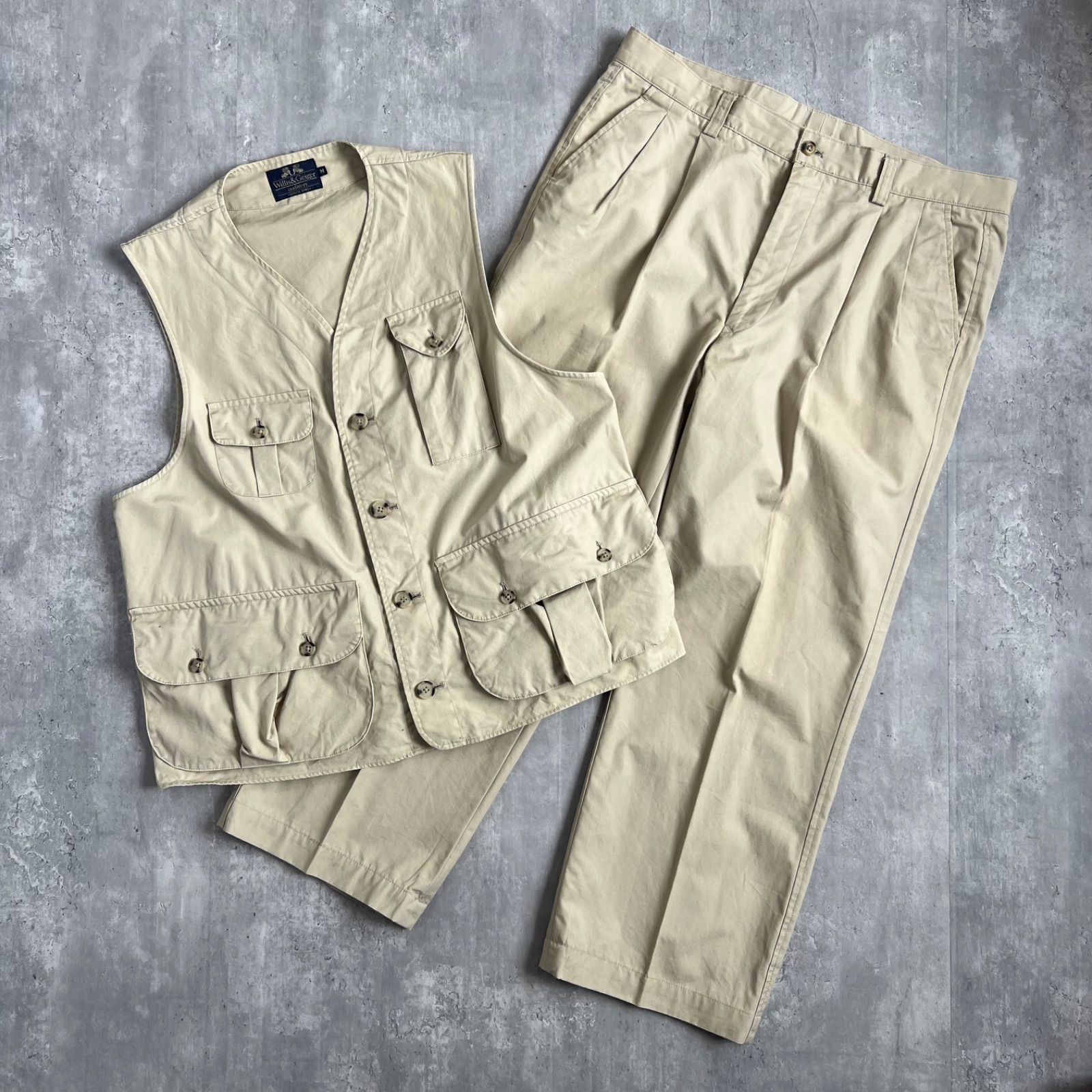 90s Wills - Geiger ウィリスアンドガイガー ベスト＆パンツ セットアップ VINTAGE ベージュ Mサイズ 51761004