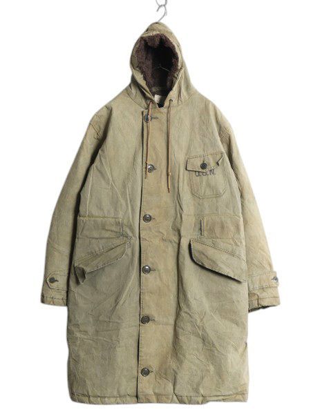 40s】USN USNAVY ゴム引き デッキパーカー LARGE ステンシル お得な