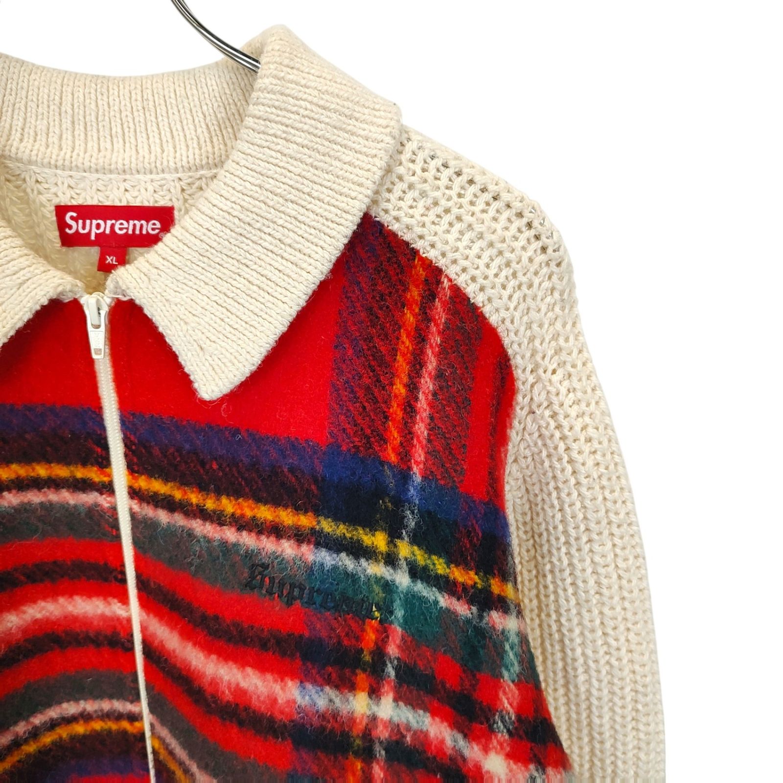 Supreme シュプリーム 18AW PLAID FRONT ZIP SWEATER ジップ ニット
