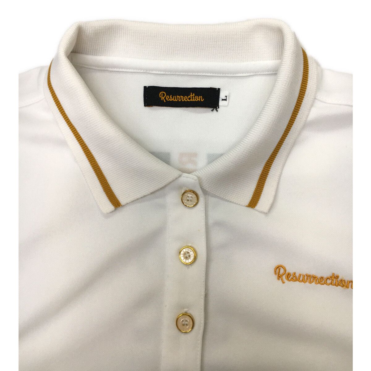 Resurrection ホワイトポロシャツ L【美品】レディース 中古 レディース レザレクション Resurrection 半袖ポロシャツ L