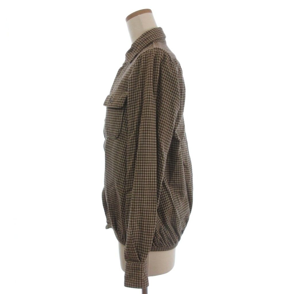 キャピタル kapital ジャケット ステンカラー フラップポケット ハウンドトゥース 千鳥格子 長袖 XS 茶 ブラウン