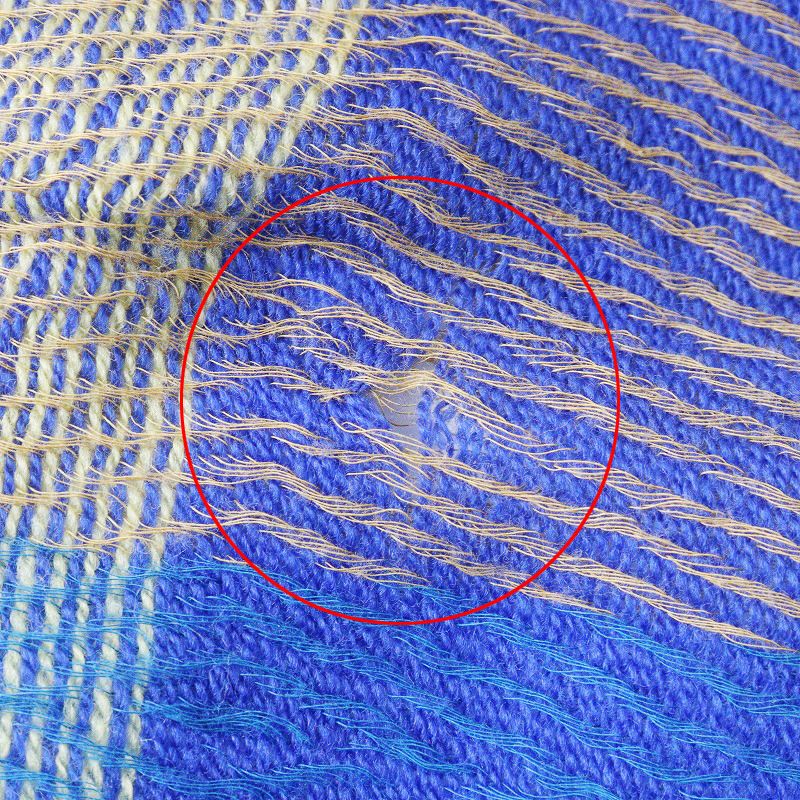 玉木新雌 タマキニイメ tamaki niime ウールコットン ルーツショール ビッグ/ブルー チェック 大判サイズ