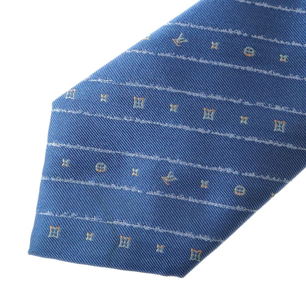値下げ！[新品未使用] LOUIS VUITTON ブルー　ネクタイ LOUIS VUITTON (ルイヴィトン) モノグラム シルク ネクタイ ブルー