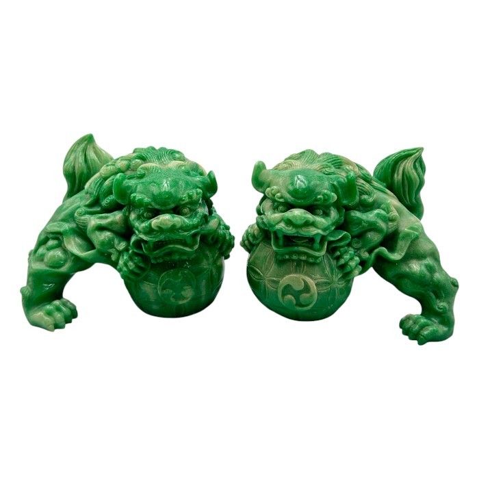 翡翠 天然石 シーサー 沖縄 対 セット シーサー 翡翠 置物 沖縄 インテリア 石 かっこいい 中古 W4 - メルカリ