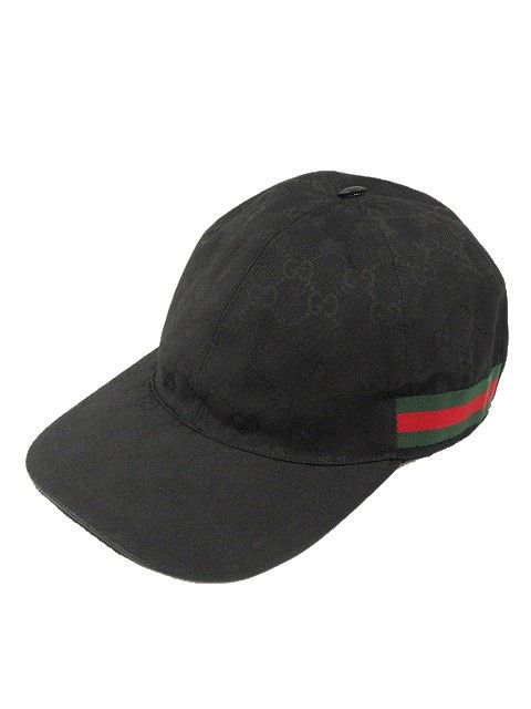 グッチ GUCCI オリジナルGGキャンバス ベースボール キャップ M 58cm ブラック 黒 200035 KQWBG 帽子 シェリーライン AA