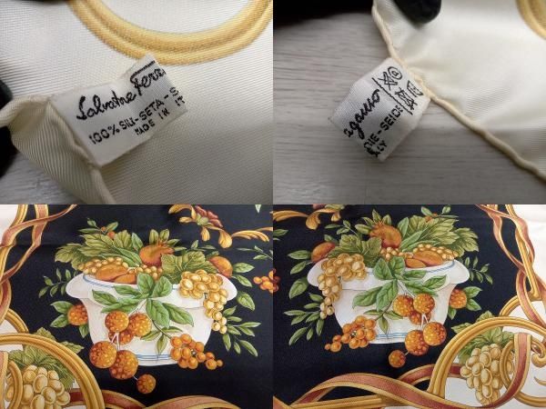 Salvatore Ferragamo スカーフ 鳥と木の実 約87×87cm Salvatore