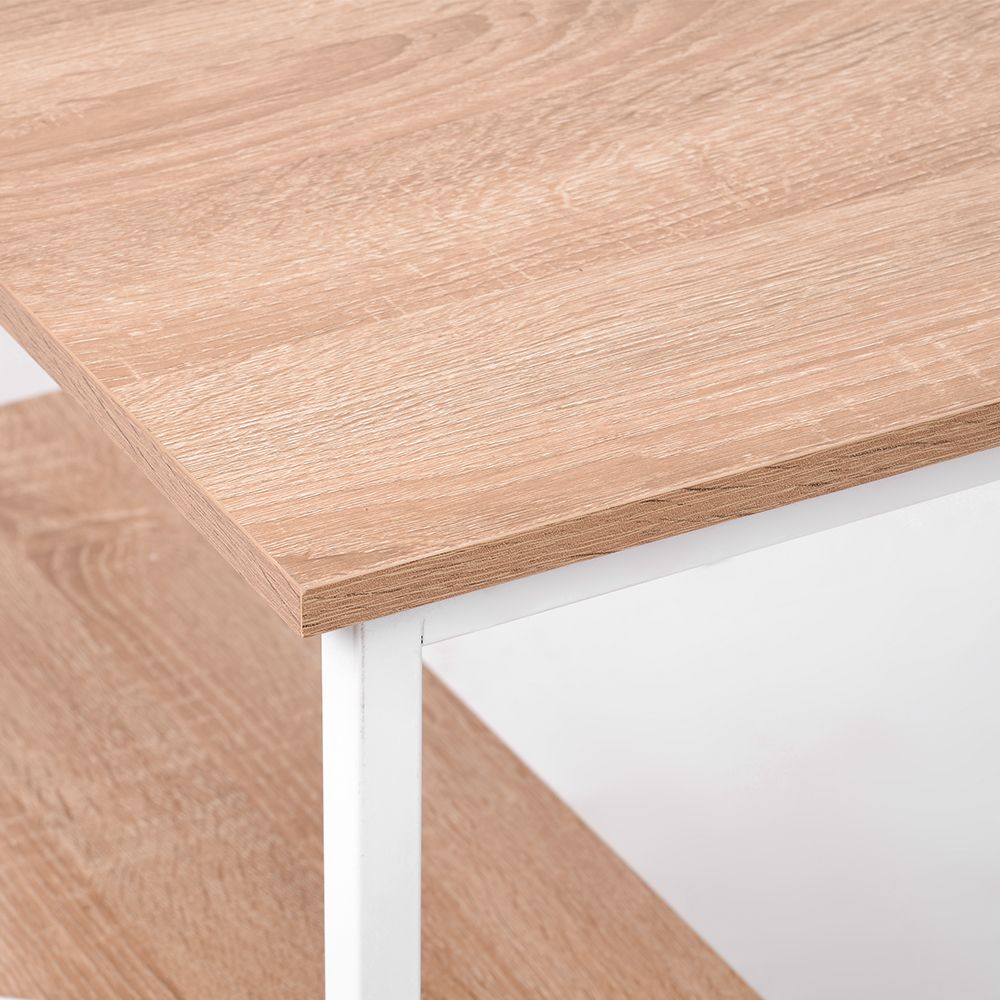 2段ラック付 デスク木製