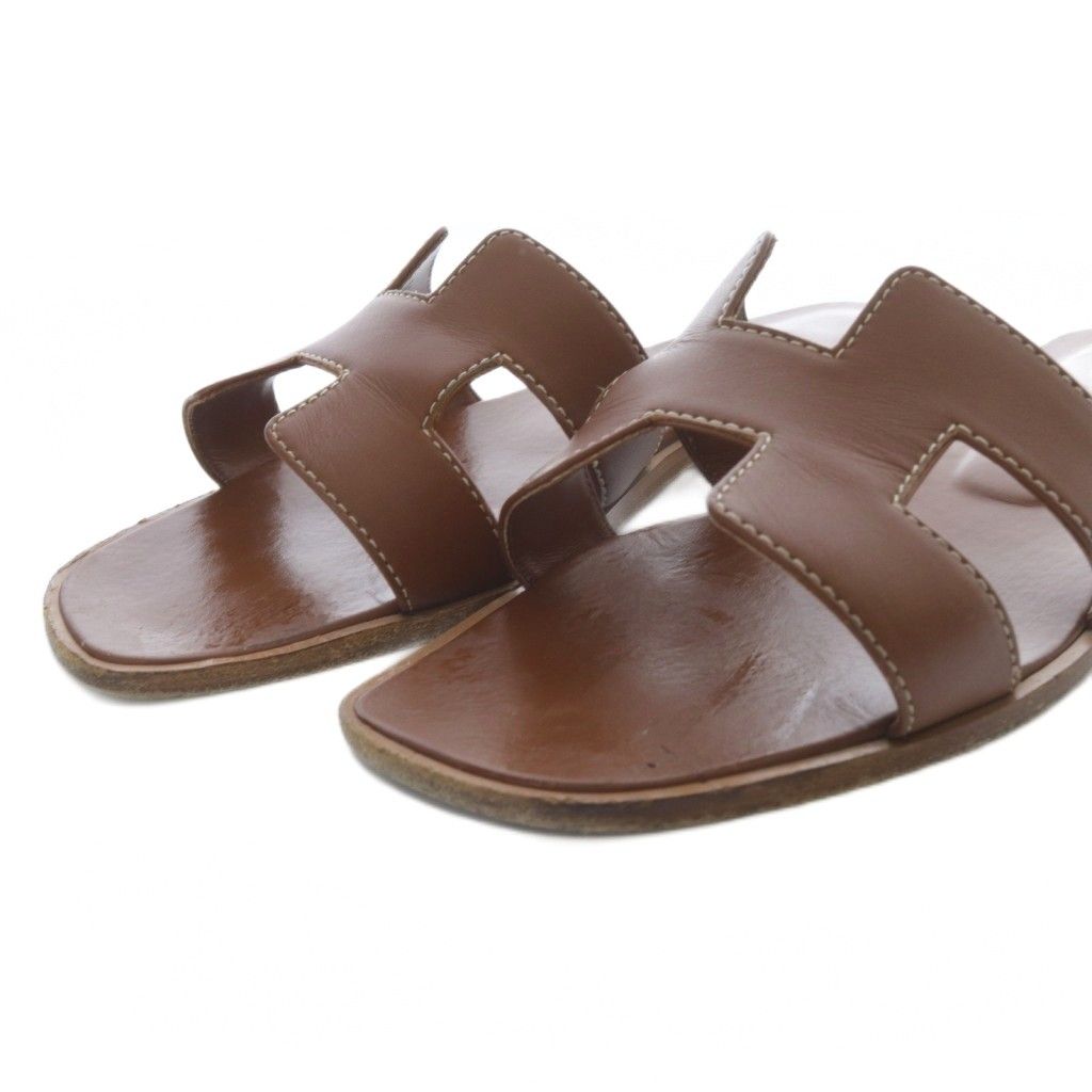 エルメス HERMES オラン サンダル フラット レザー 37.5 ブラウン PE021056Z |YO9 NICORILABO_COM