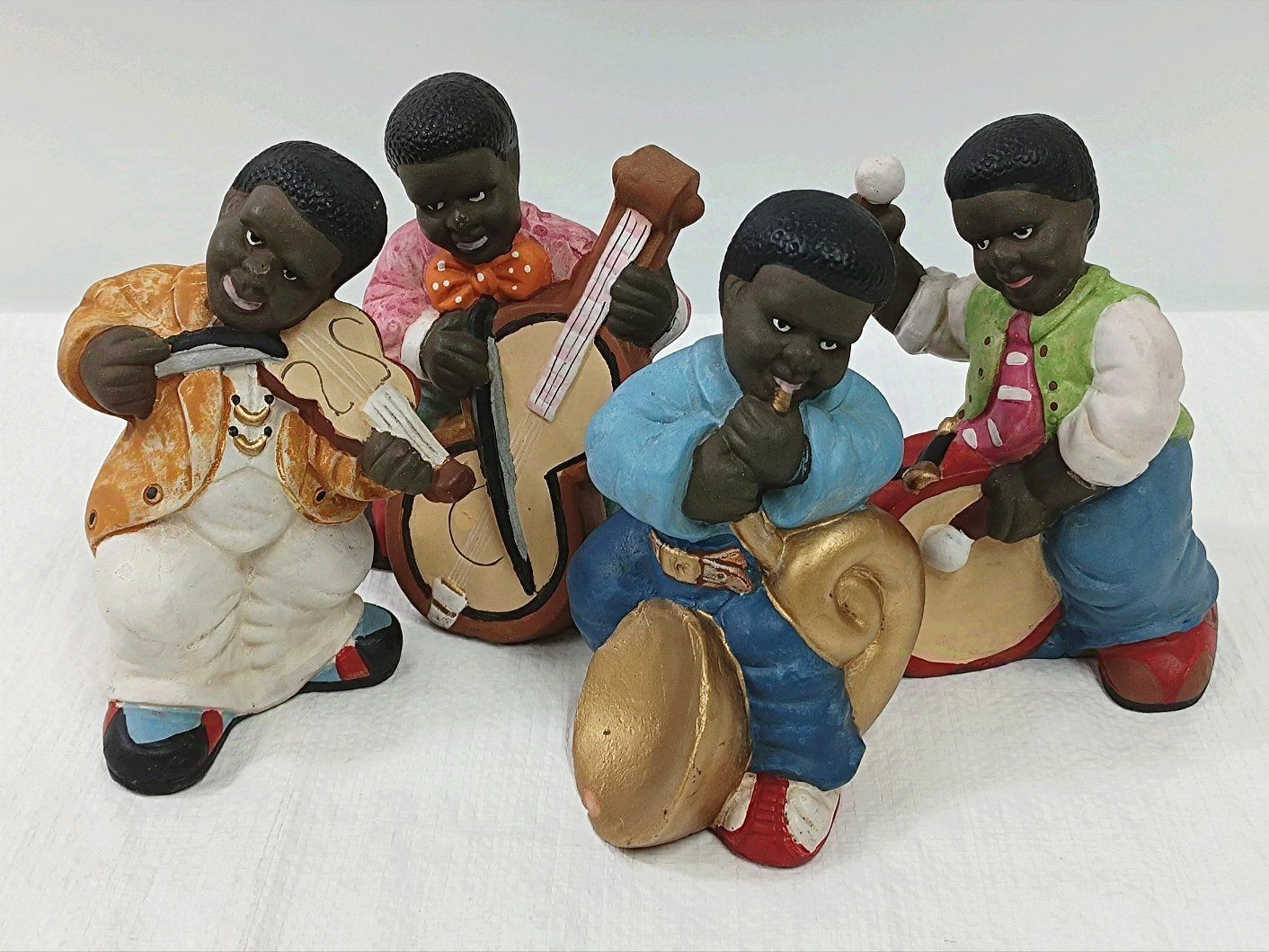 JazzBand 古い 黒人JAZZバンド人形フィギュア 樹脂製 6体セット 黒人