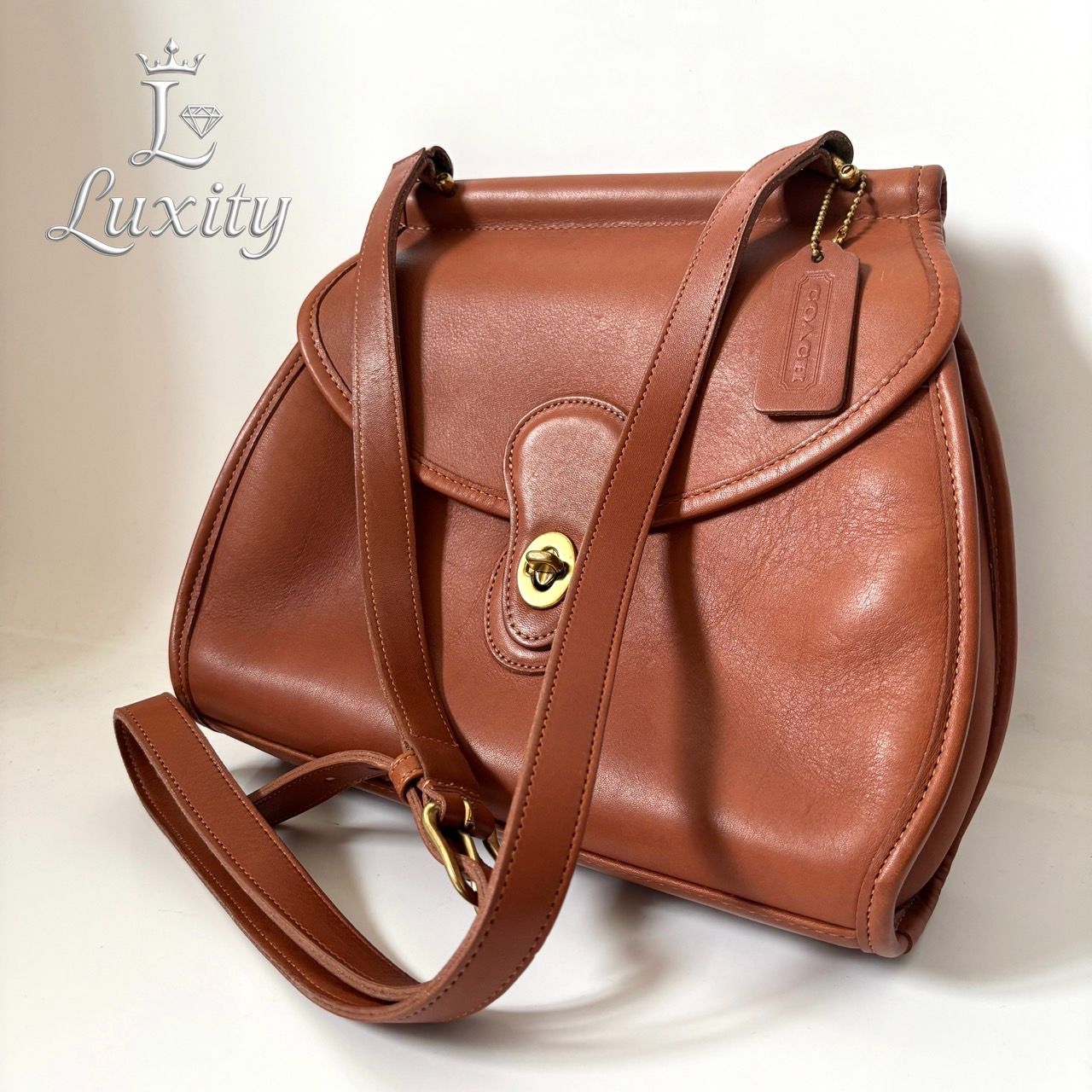 Coach Logan ショルダーバッグ コーチ グラブタンレザー 本革 牛革 生産国 made in usa アメリカ製 Vintage