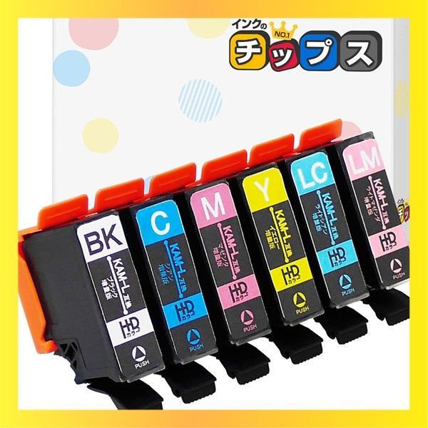 新品送料無料 【インクのチップス】 エプソン(epson)用 KAM(カメ)互換 6色セット KAM-6CL-L 増量版 互換インクカートリッジ 対応機種:EP-884AR EP-885AW EP-885AB EP-885AR EP-886AW EP-8