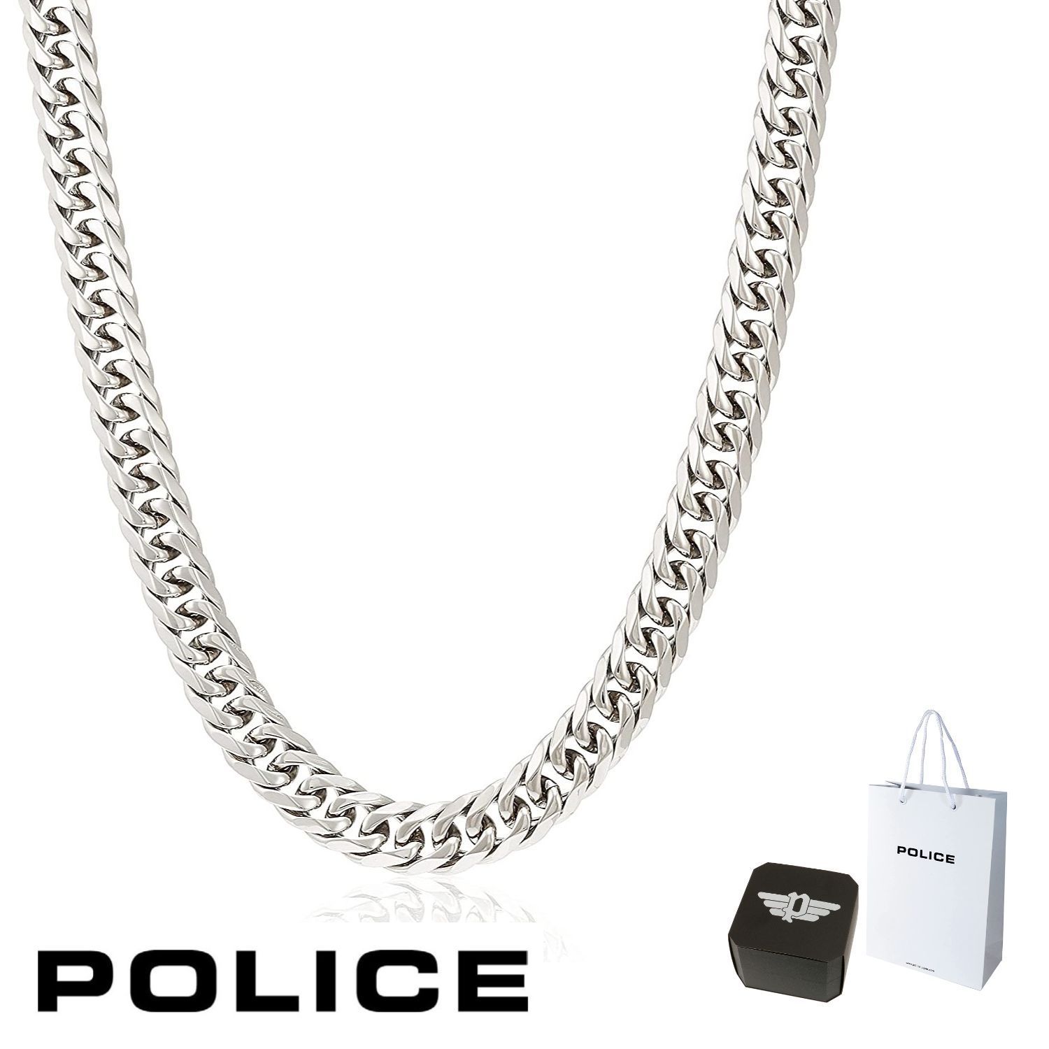 ネックレス ポリス POLICE TRACE CHAIN GN0002613 60cm 9.5mm 喜平 シルバー チェーン ステンレス 316L サージカルステンレス メンズ 男性 ギフト プレゼント 誕生日 クリスマス バレンタイン お祝い 新品 