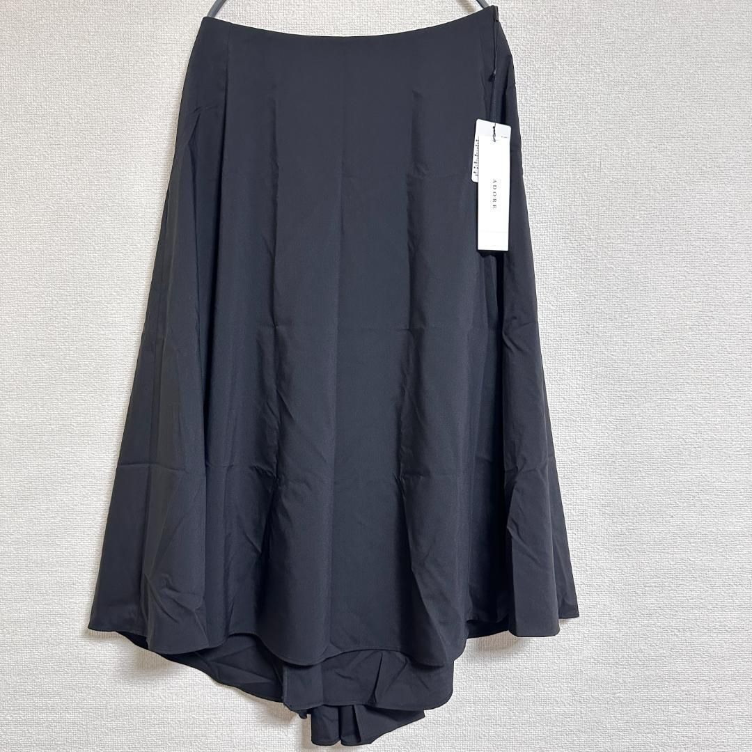 ADORE ライトストレッチバックタックアシンメトリースカート 38 黒