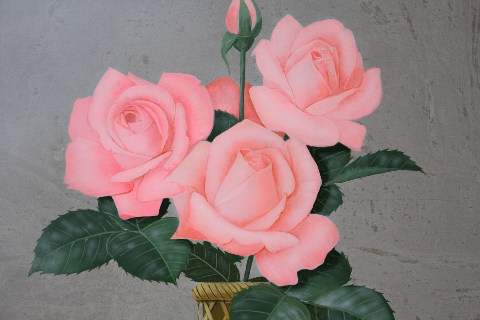 油彩画　「　バラ　」原画　3D 内田 晃 作品 油絵 薔薇 フラワー