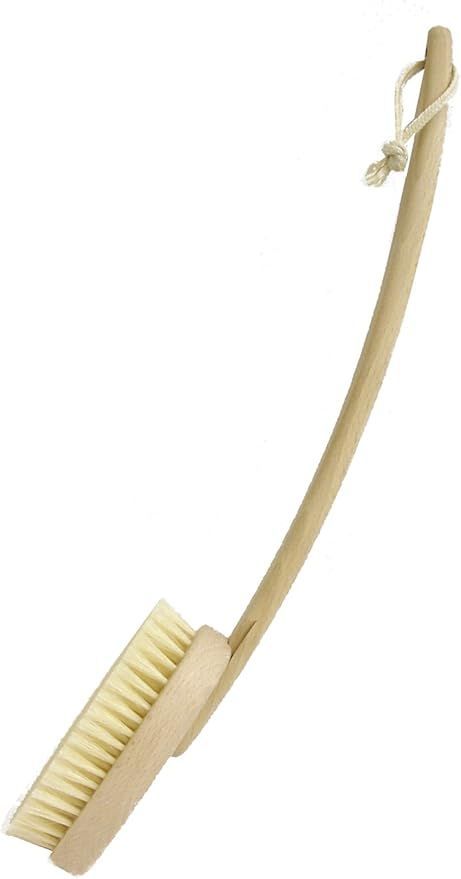  【在庫処分】東和産業 ボディブラシ SF 曲柄 ナチュラル 約7×9×40cm 持ちやすいグリップ 背中にフィット 応募券