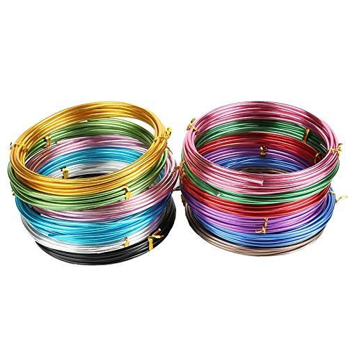 線径1.5mm Flushbay 12巻セット アーティスティックワイヤー カラーアルミワイヤー 直径1.5mm全長約5m/巻 ワイヤー 手芸材料 細径 12色 クラフトワイヤー アルミ線 DIY手作り素材 (線径1.5mm)