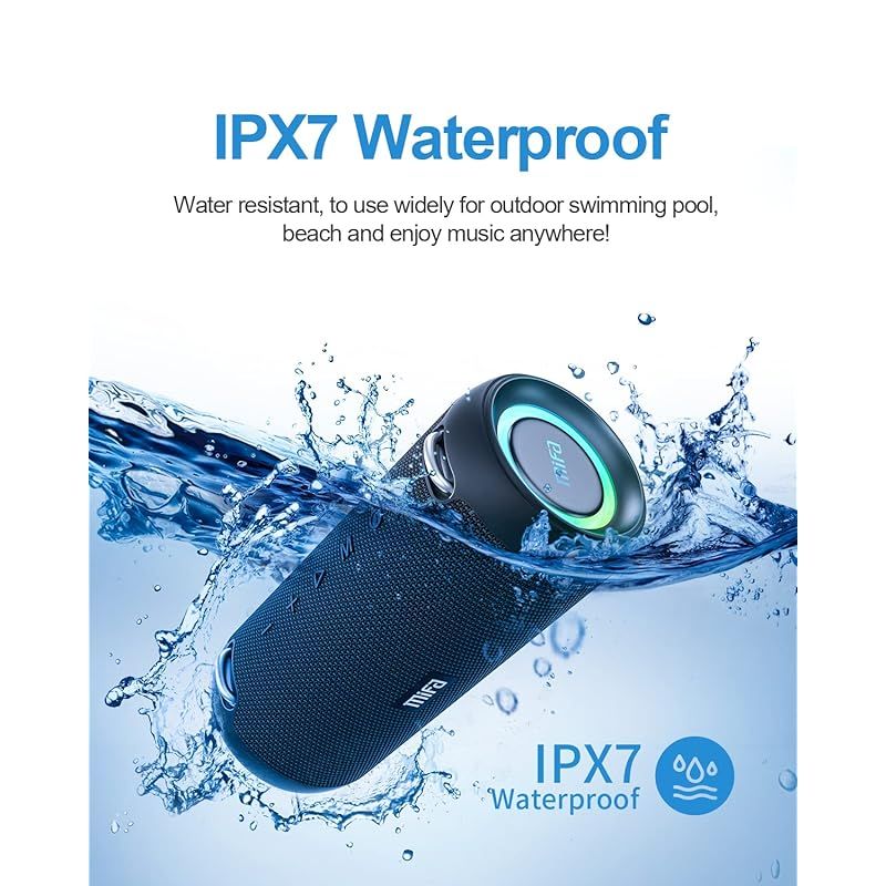MIFA A90 Bluetoothスピーカー IPX7防水 60W大音量 ワイヤレスステレオ対応 RGB LEDライト 30時間連続再生 Micro SDカード対応 TWS機能 USB C充電 保護ケース ポータブルストラップ付き 0