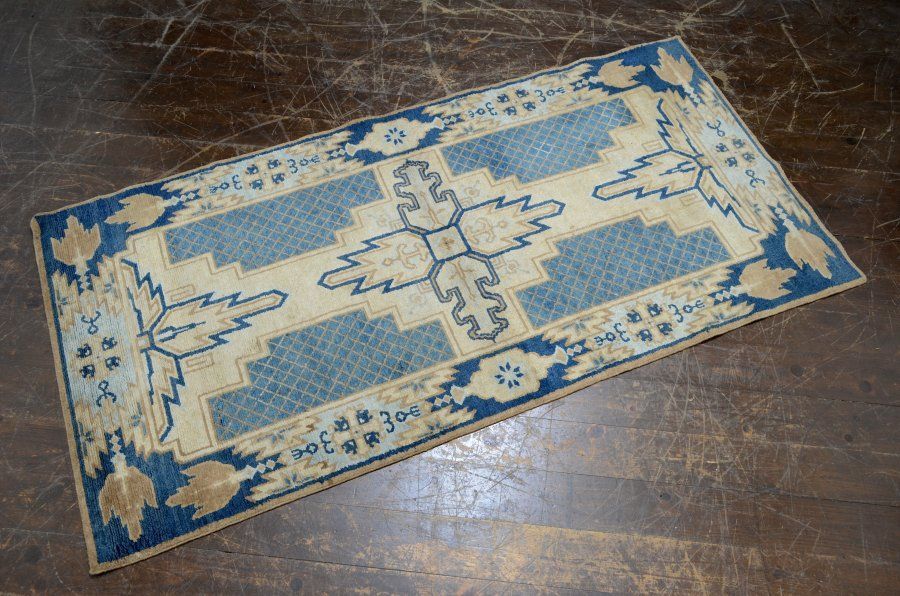 蔵A4876k 古い緞通 段通 敷物 絨毯 木綿 堺赤穂鍋島