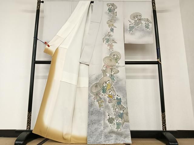 平和屋着物●訪問着　手描き　童子　暈し染め　正絹　逸品　AAAV7097zg 平和屋着物○訪問着 手描き 童子 暈し染め 正絹 逸品 AAAV7097zg