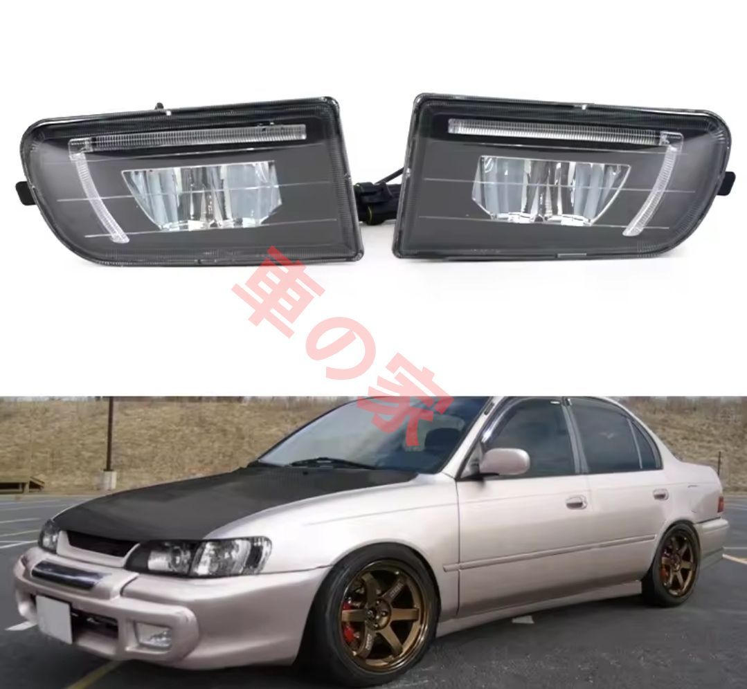 ブラック トヨタカローラ100系 フロントバンパーフォグランプ LEDフォグ AE100 AE101など 1993-1999 超高輝度 ライト