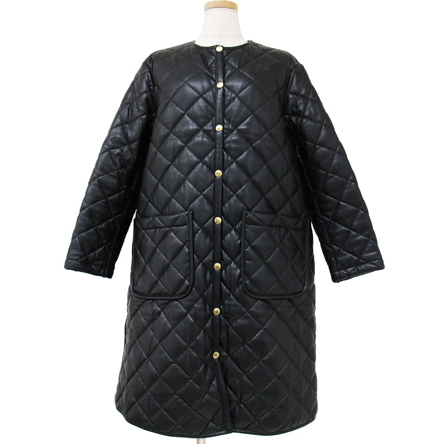 Traditional Weatherwear トラディショナル ウェザーウェア BEAUTY&YOUTH ビューティ―アンドユース 別注 コート  ブラック 黒 34(XS) アウター ロング Aライン ノーカラー スナップボタン キルティング【レディース】 - メルカリ