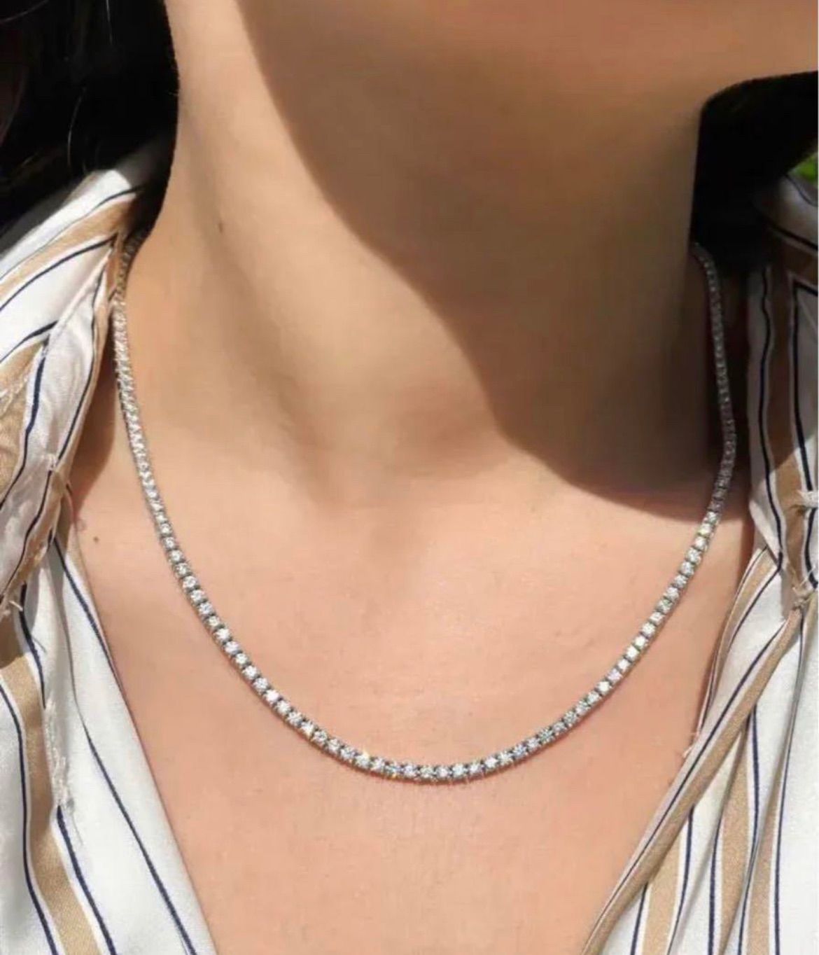 【圧巻の輝き】12.5ctモアサナイト テニスチェーンネック／S925×証明書付 圧巻の輝き】12.5ctモアサナイト テニスチェーンネック／S925