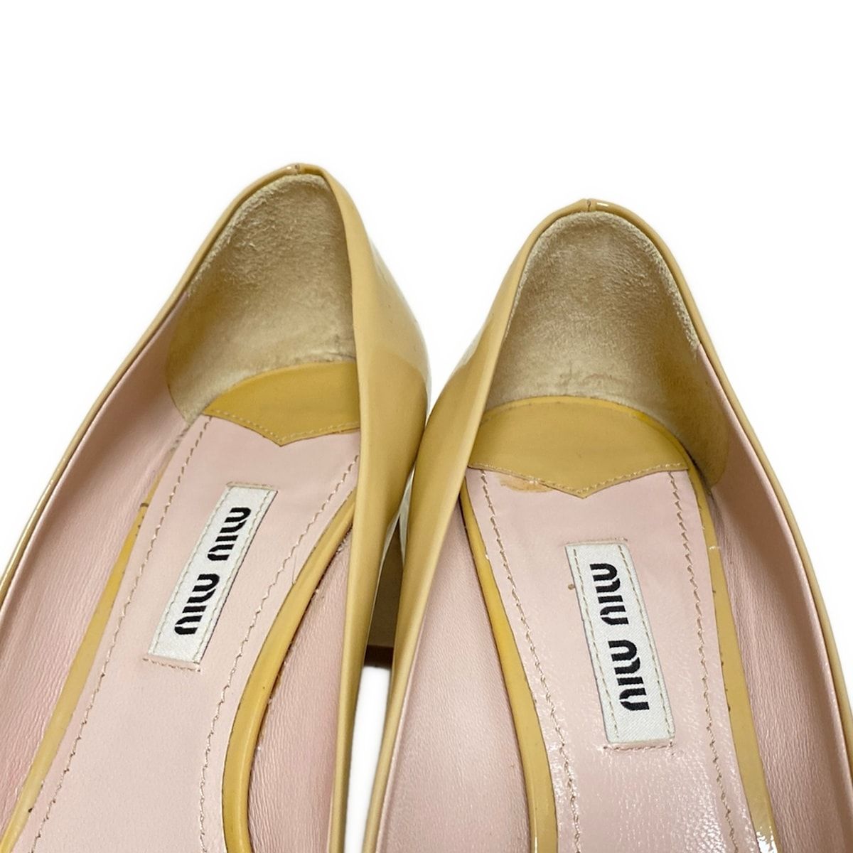 美品】miumiuミュウミュウ☆リボンパンプスピンクベージュ35