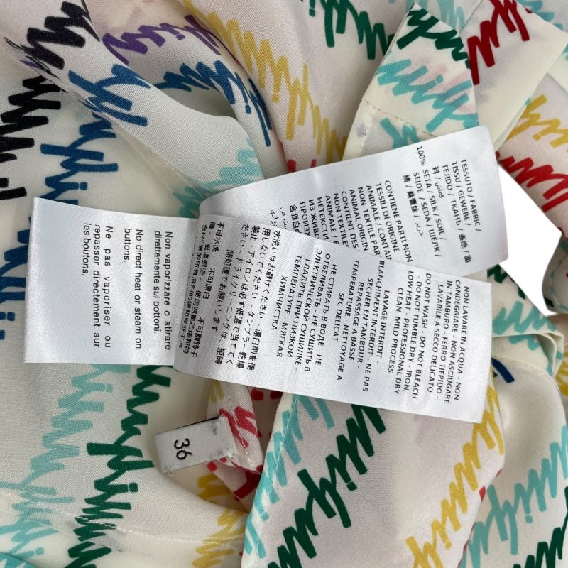 総柄ボウタイシルクシャツ