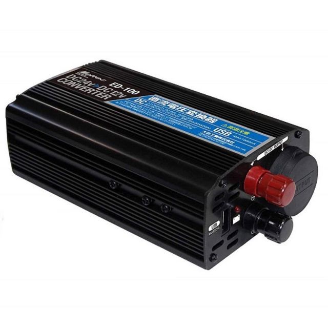メルテック meltec 車載用 DCDCコンバーター デコデコ 3way USB＆ ソケット＆陸式ターミナル DC24V ソケット1口10A USB1口1A 配線タイプ Meltec ED-100