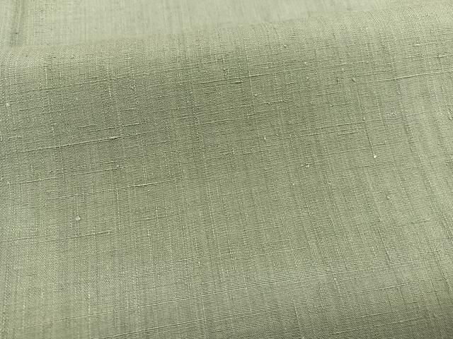 平和屋着物○本場結城紬 重要無形文化財 色無地 麹塵色 正絹 逸品 未  