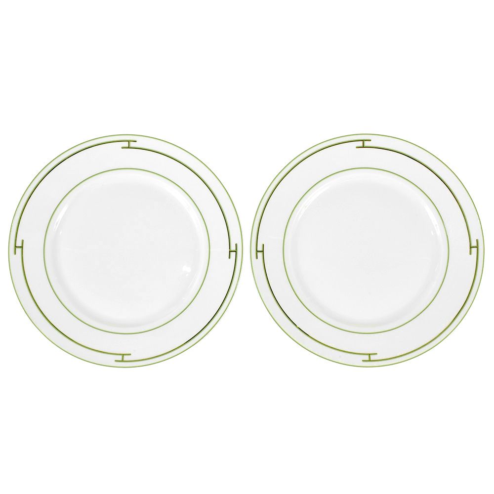 【新品•未使用】エルメス　リズム　プレート　27.5cm グリーン エルメス HERMES リズム プレート 2枚セット 皿 陶磁器 グリーン 27.5