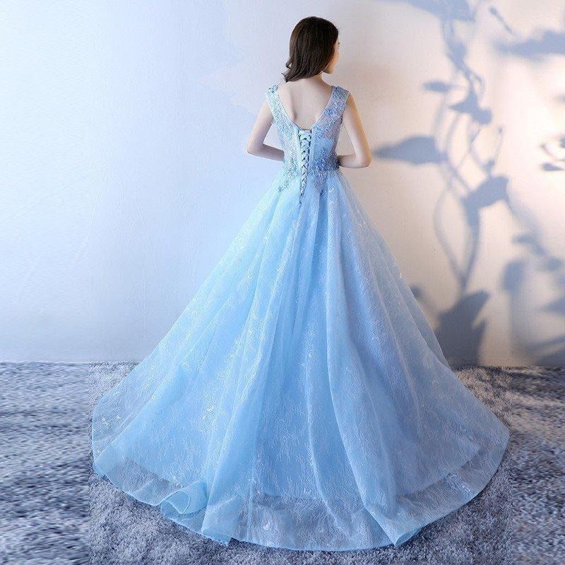 演奏会 安い 青 ロングドレス パーティードレス イブニングドレス コンサート 披露宴 二次会 発表会 ステージ衣装 大きいサイズ