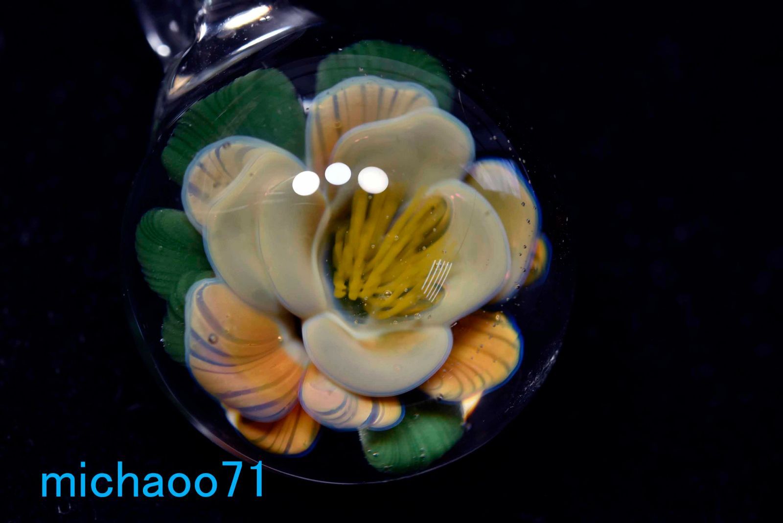 フラワー ガラスのペンダントトップ (12096-P21)GLASS FLOWER 透き通っ