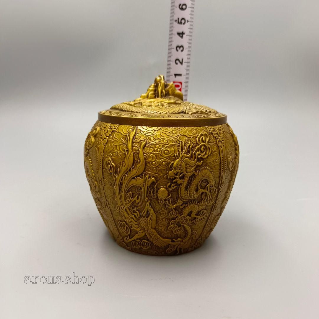 銅 細工 レリーフ龍鳳銅缶 茶缶 貯蔵缶 装飾品 工芸品 置物 銅 細工 レリーフ龍鳳銅缶 茶缶 貯蔵缶 装飾品 工芸品 置物