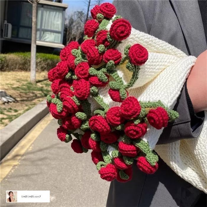 花束ブランケット 完成品ブーケブランケット マジックフラワー かぎ針